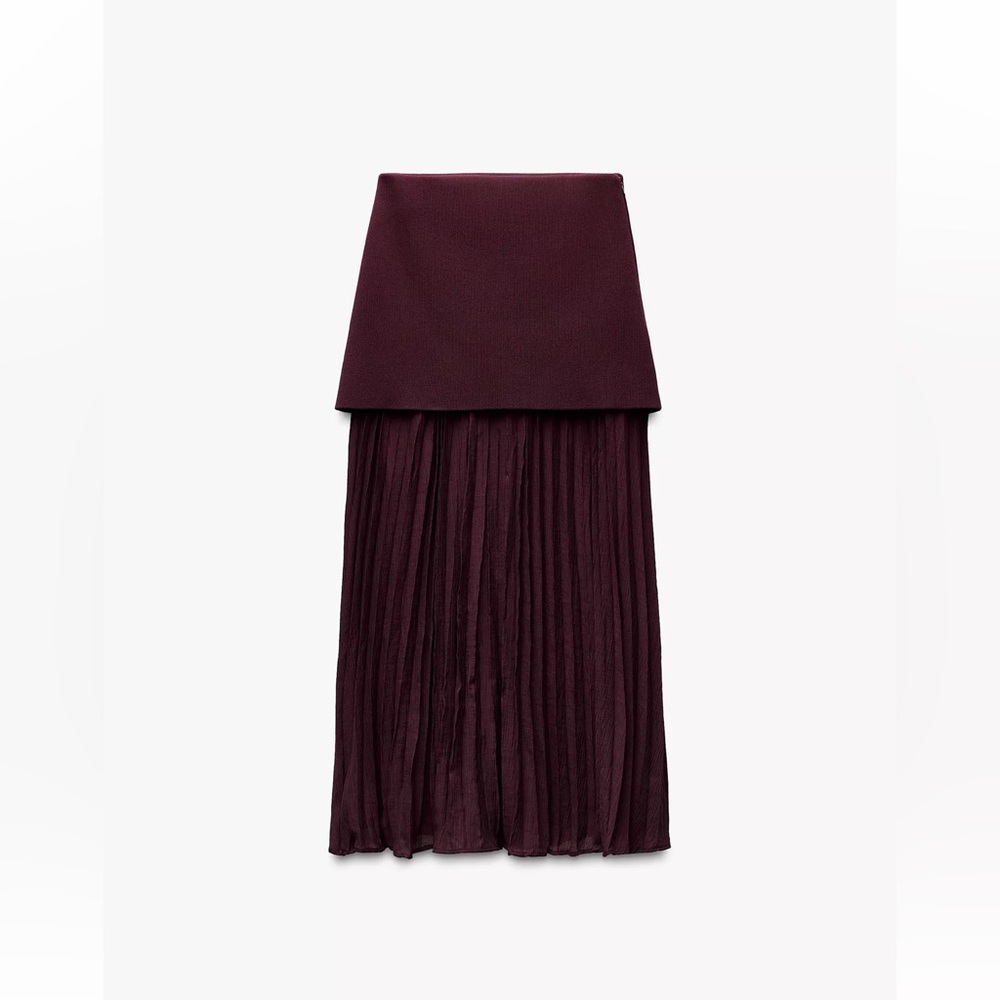 Zara Burgundy Pleated Skirt